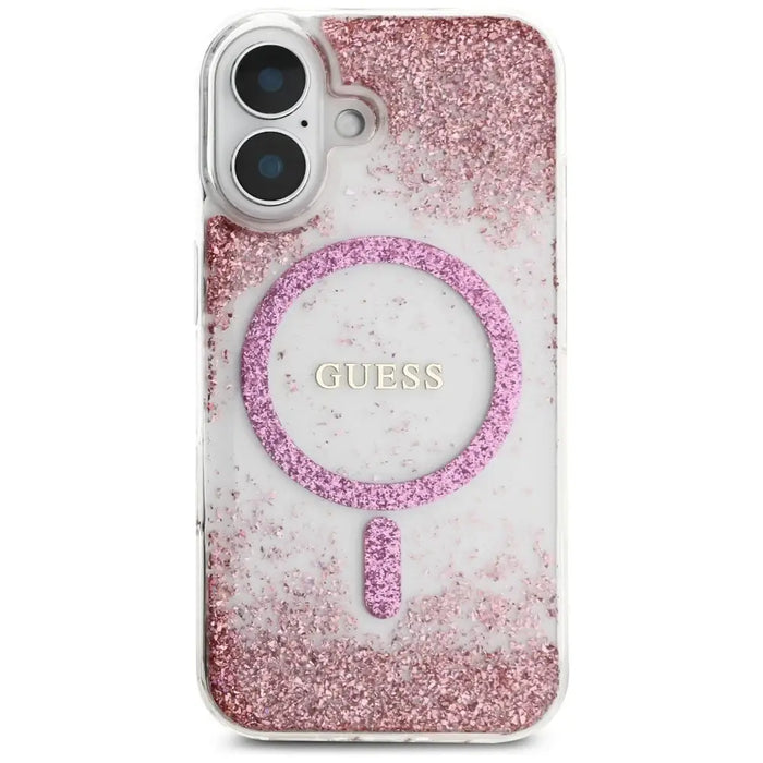 Guess HC Resin Bottom Glitter MagSafe iPhone 16 Case - Pink - Cell phone cases and covers<<<HurtelXML