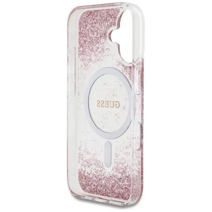 Guess HC Resin Bottom Glitter MagSafe iPhone 16 Case - Pink - Cell phone cases and covers<<<HurtelXML