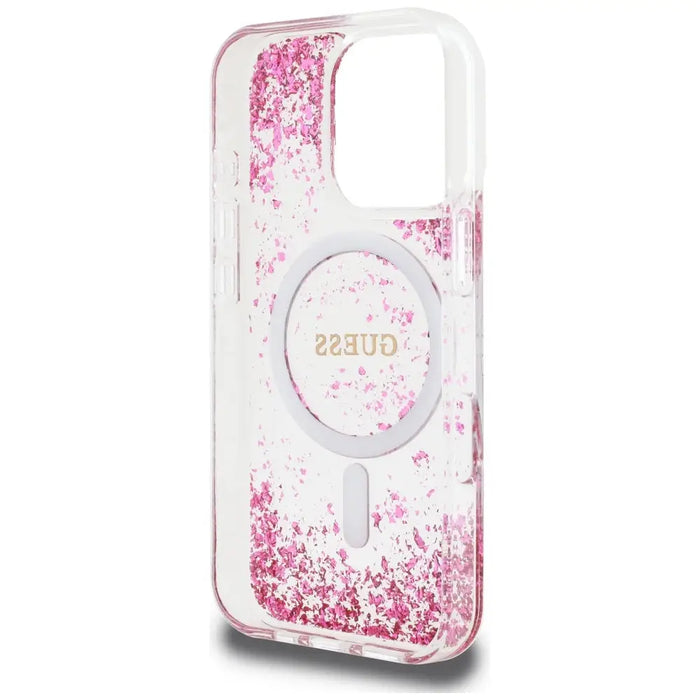 Guess HC Resin Bottom Glitter MagSafe iPhone 16 Pro Case - Pink - Cell phone cases and covers<<<HurtelXML