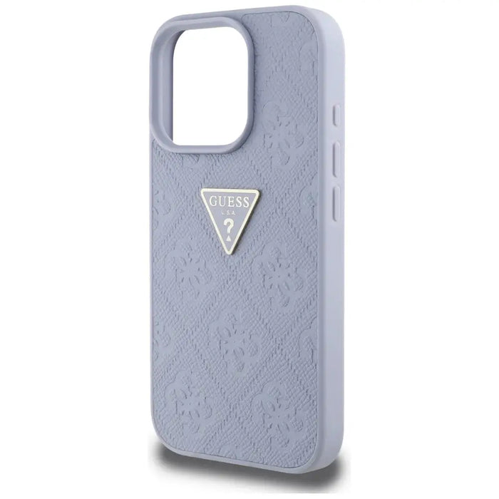 Guess Hot Stamp 4G Pattern Triangle Metal Logo Case for iPhone 16 Pro Max - Purple - Cell phone cases