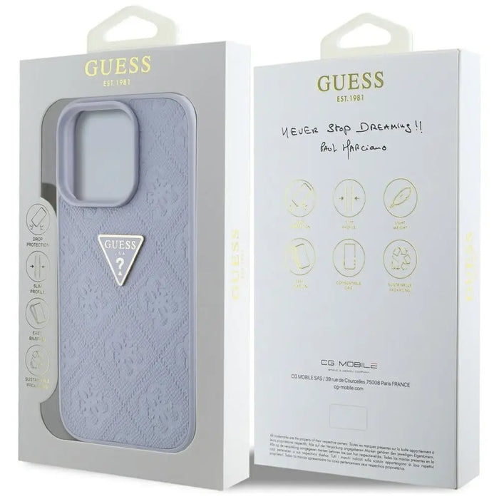 Guess Hot Stamp 4G Pattern Triangle Metal Logo Case for iPhone 16 Pro Max - Purple - Cell phone cases
