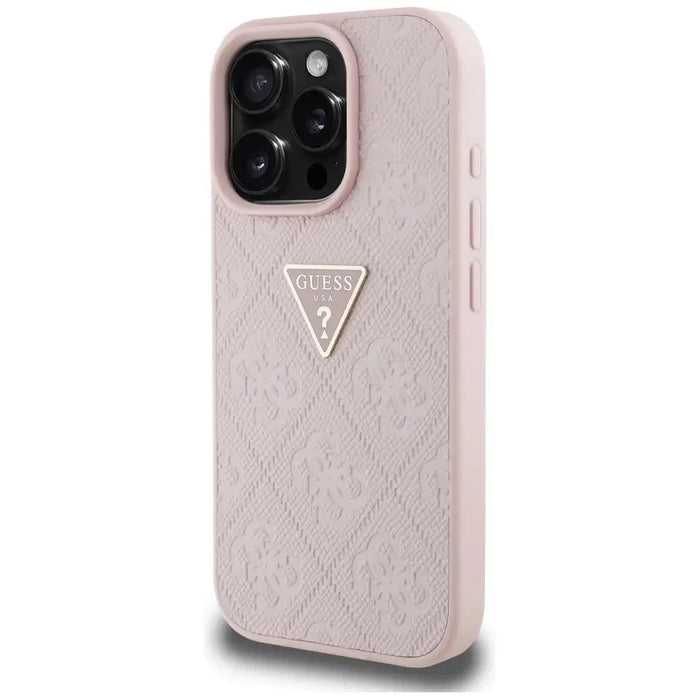 Guess Hot Stamp 4G Pattern Triangle Metal Logo iPhone 16 Pro Max Case - Pink - Cell phone cases and covers<<<HurtelXML