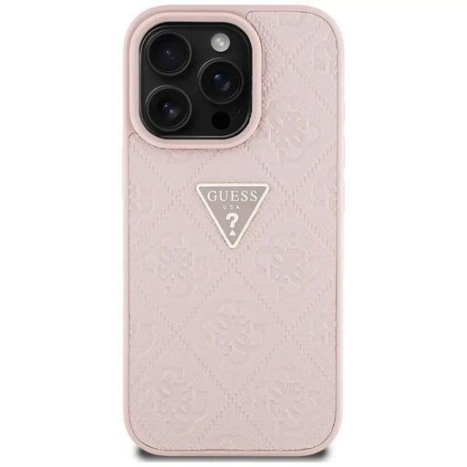 Guess Hot Stamp 4G Pattern Triangle Metal Logo iPhone 16 Pro Max Case - Pink - Cell phone cases and covers<<<HurtelXML