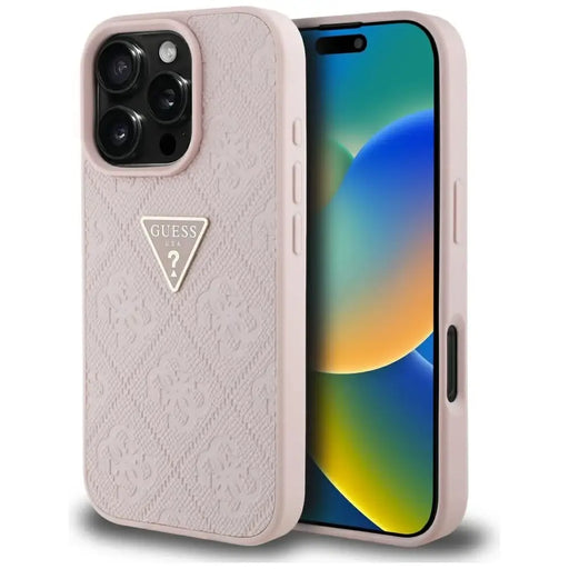 Guess Hot Stamp 4G Pattern Triangle Metal Logo iPhone 16 Pro Max Case - Pink - Cell phone cases and covers<<<HurtelXML