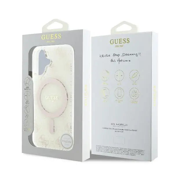 Guess IML 4G Background MagSafe Case for iPhone 16 Plus - White - Cell phone cases and covers<<<HurtelXML