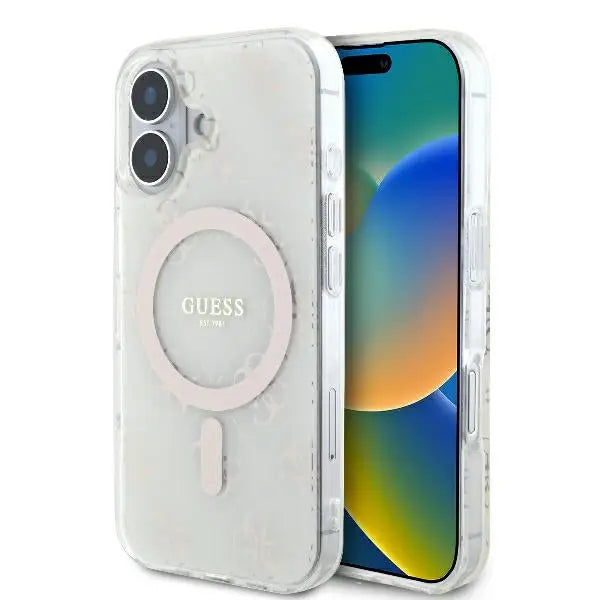 Guess IML 4G Background MagSafe iPhone 16 Case - White - Cell phone cases and covers<<<HurtelXML