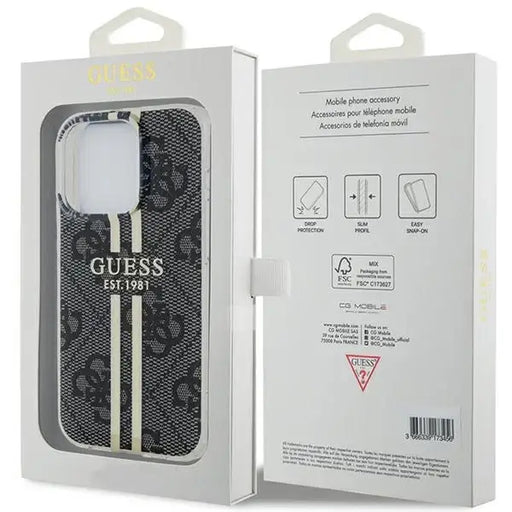 Guess IML 4G Gold Stripe case for iPhone 15 Pro Max - black - Cell phone cases and covers<<<HurtelXML