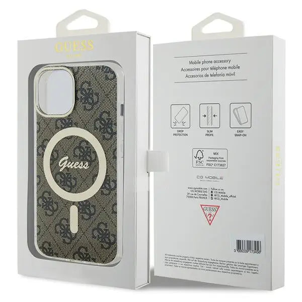 Guess IML 4G MagSafe case for iPhone 15 - brown - Cell phone cases and covers<<<HurtelXML