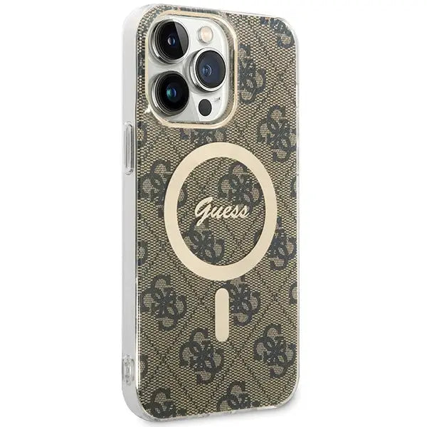 Guess IML 4G MagSafe Case for iPhone 15 Pro Max - Brown - Cell phone cases and covers<<<HurtelXML