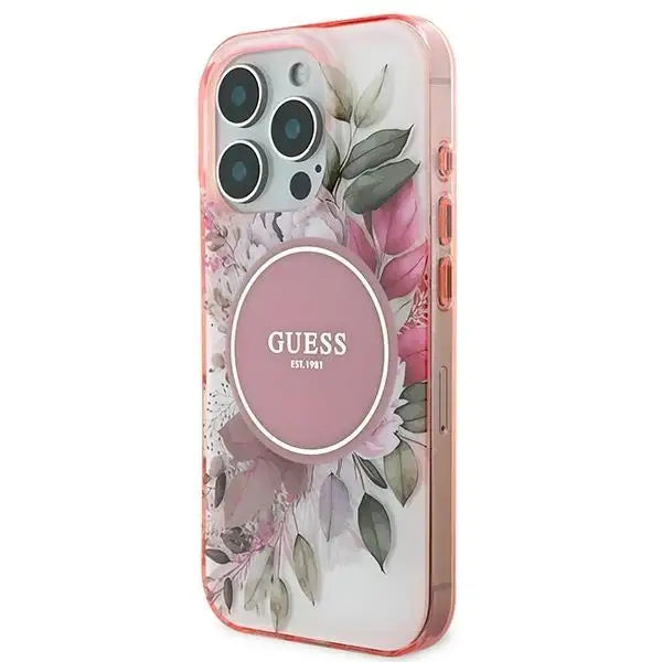 Guess IML Flower & Tonal Circle MagSafe iPhone 16 Pro Case - Pink - Cell phone cases and covers<<<HurtelXML