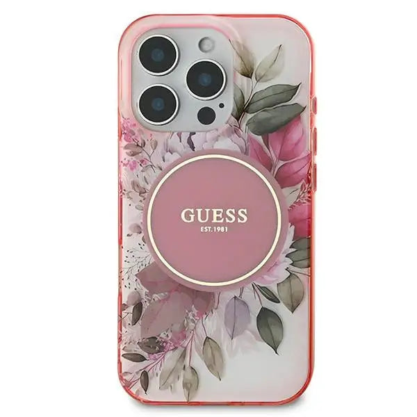 Guess IML Flower & Tonal Circle MagSafe iPhone 16 Pro Max Case - Pink - Cell phone cases and covers<<<HurtelXML