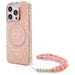 Guess IML Flowers Allover Electro With Pearl Strap MagSafe case for iPhone 16 Pro Max - pink - Cell phone cases