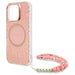 Guess IML Flowers Allover Electro With Pearl Strap MagSafe case for iPhone 16 Pro - pink - Cell phone cases