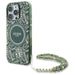 Guess IML Flowers Allover Electro With Pearl Strap MagSafe case for iPhone 16 Pro Max - green - Cell phone cases