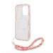 Guess IML Flowers Allover Electro With Pearl Strap MagSafe case for iPhone 16 Pro Max - pink - Cell phone cases