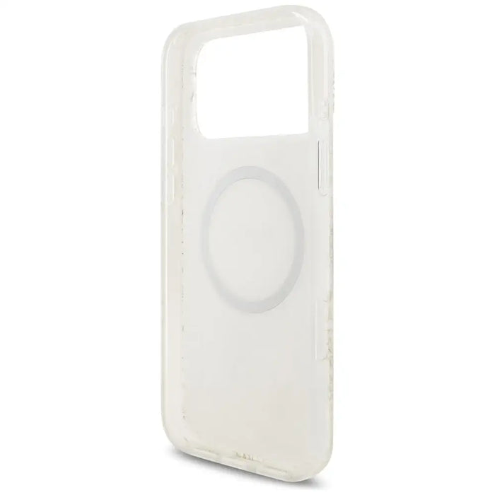 Guess IML Flowers Electro Pearl Strap MagSafe Case for iPhone 17 Pro Max - White - Cell phone cases