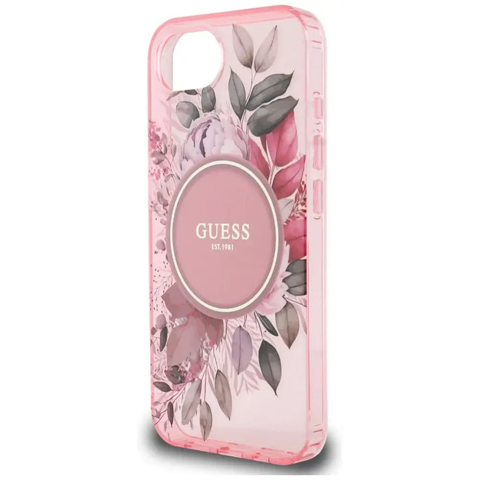 Guess IML Flowers MagSafe iPhone 16e Case - Pink - Cell phone cases and covers<<<HurtelXML