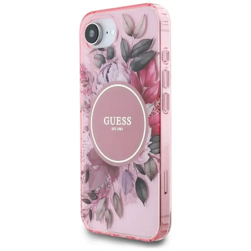 Guess IML Flowers MagSafe iPhone 16e Case - Pink - Cell phone cases and covers<<<HurtelXML