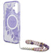 Guess IML Flowers With Pearl Strap MagSafe case for iPhone 16 - purple - Cell phone cases and covers<<<HurtelXML