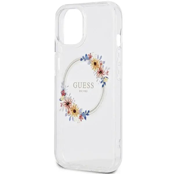 Guess IML Flowers Wreatch MagSafe case for iPhone 15 / 14 / 13 - transparent - Cell phone cases and covers<<<HurtelXML