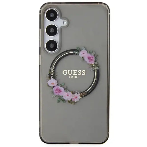 Guess IML Flowers Wreath MagSafe case for Samsung Galaxy S24+ - black - Cell phone cases and covers<<<HurtelXML