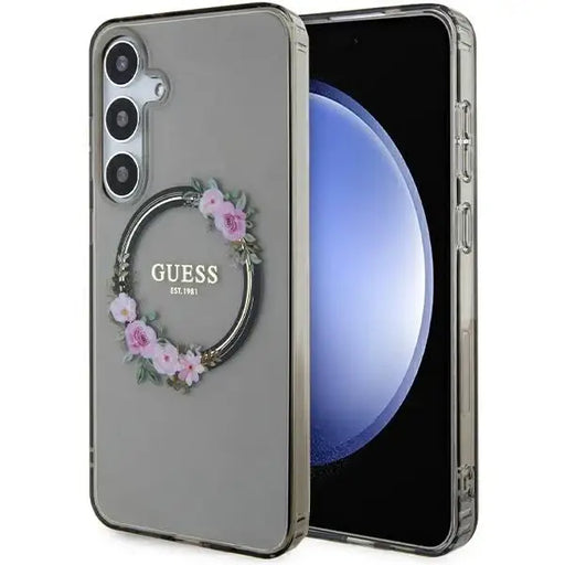 Guess IML Flowers Wreath MagSafe case for Samsung Galaxy S24+ - black - Cell phone cases and covers<<<HurtelXML