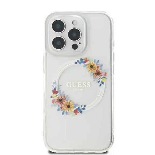 Guess IML Flowers Wreath MagSafe iPhone 16 Pro Max Case - Clear - Cell phone cases and covers<<<HurtelXML