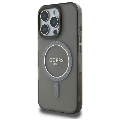 Guess IML Glitter Circle MagSafe case for iPhone 16 Pro Max - black - Cell phone cases and covers<<<HurtelXML