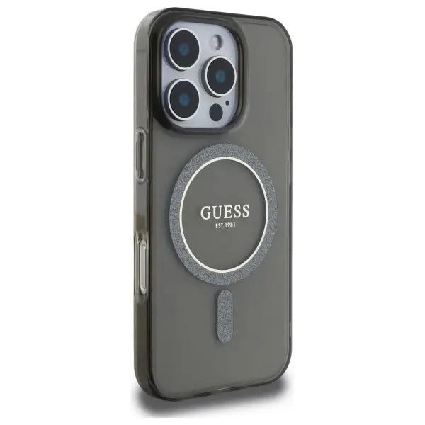 Guess IML Glitter Circle MagSafe case for iPhone 16 Pro Max - black - Cell phone cases and covers<<<HurtelXML