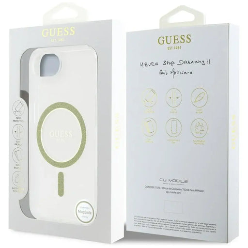 Guess IML Glitter Circle MagSafe iPhone 16e Case - Clear - Cell phone cases and covers<<<HurtelXML