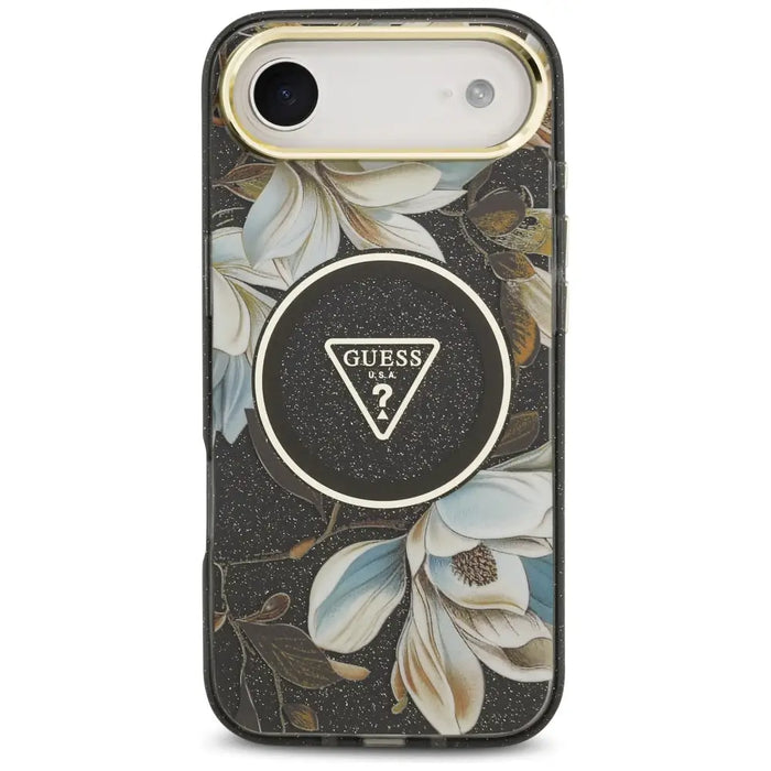 Guess IML Glitter Flowers Triangle MagSafe case for iPhone Air - black - Cell phone cases and covers<<<HurtelXML