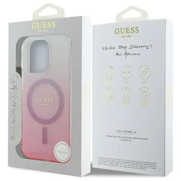 Guess IML Glitter Gradient MagSafe Case for iPhone 16 Pro - Pink - Cell phone cases and covers<<<HurtelXML