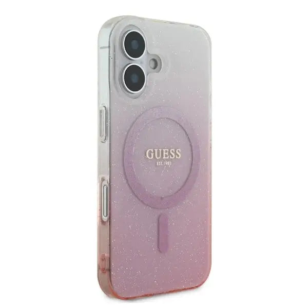 Guess IML Glitter Gradient MagSafe iPhone 16 Case - Pink - Cell phone cases and covers<<<HurtelXML