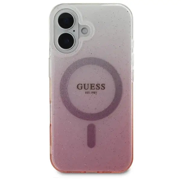 Guess IML Glitter Gradient MagSafe iPhone 16 Plus Case - Pink - Cell phone cases and covers<<<HurtelXML