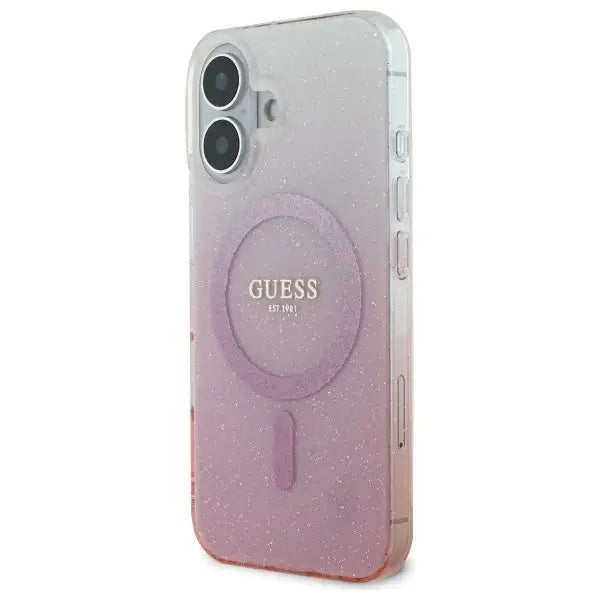 Guess IML Glitter Gradient MagSafe iPhone 16 Plus Case - Pink - Cell phone cases and covers<<<HurtelXML