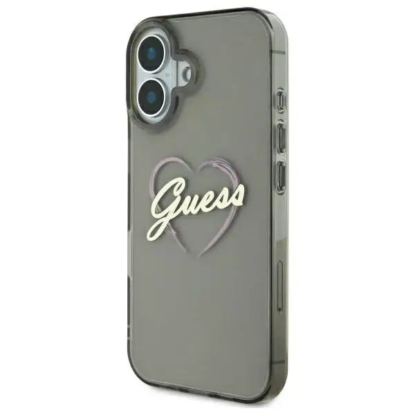 Guess IML Heart Case for iPhone 16 Plus - Black - Cell phone cases and covers<<<HurtelXML