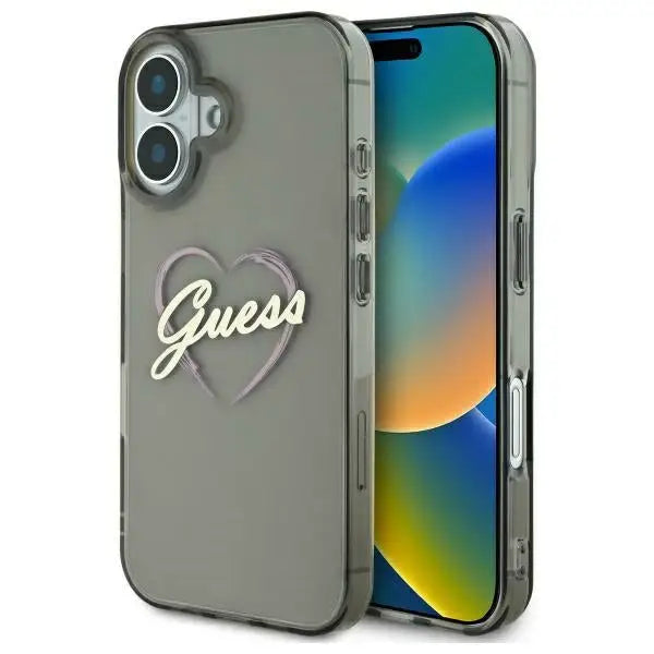 Guess IML Heart Case for iPhone 16 Plus - Black - Cell phone cases and covers<<<HurtelXML