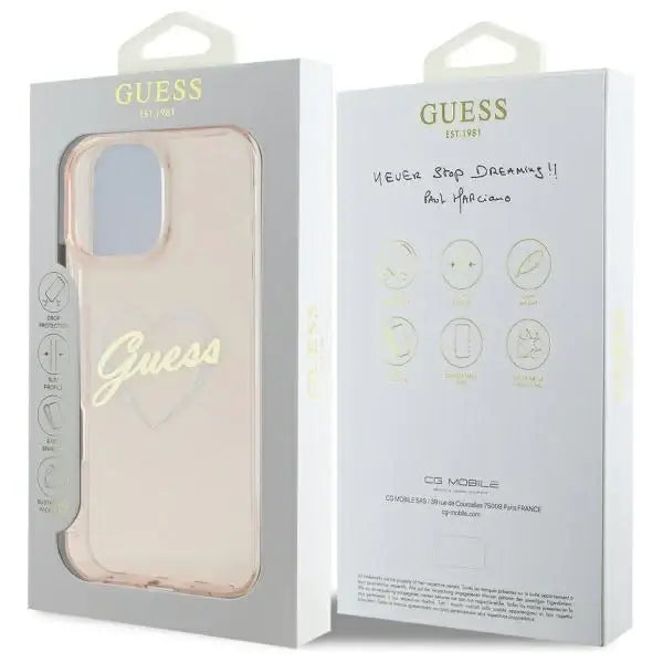Guess IML Heart Case for iPhone 16 Pro - Pink - Cell phone cases and covers<<<HurtelXML
