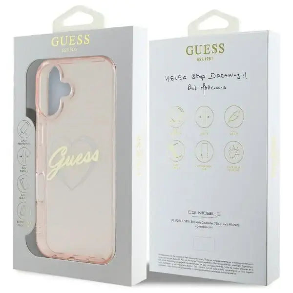 Guess IML Heart iPhone 16 Case - Pink - Cell phone cases and covers<<<HurtelXML