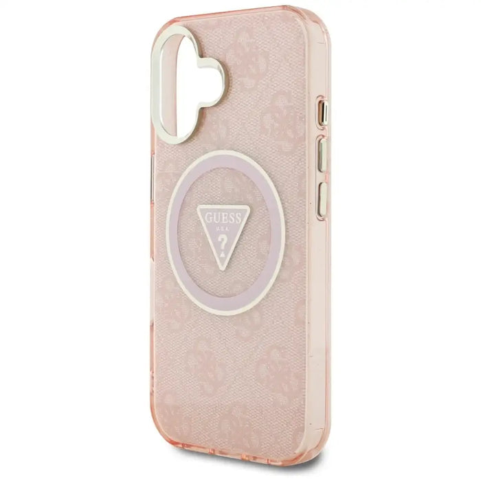 Guess IML Metal Glitter 4G Circle Triangle MagSafe case for iPhone 16 - pink - Cell phone cases and covers<<<HurtelXML