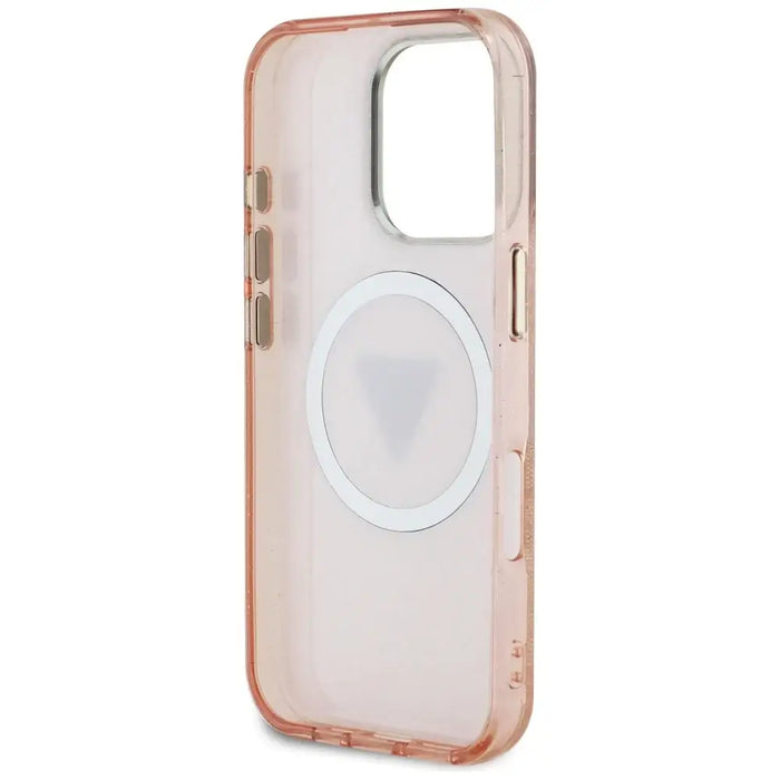 Guess IML Metal Glitter 4G Circle Triangle MagSafe Case for iPhone 16 Pro Max - Pink - Cell phone cases