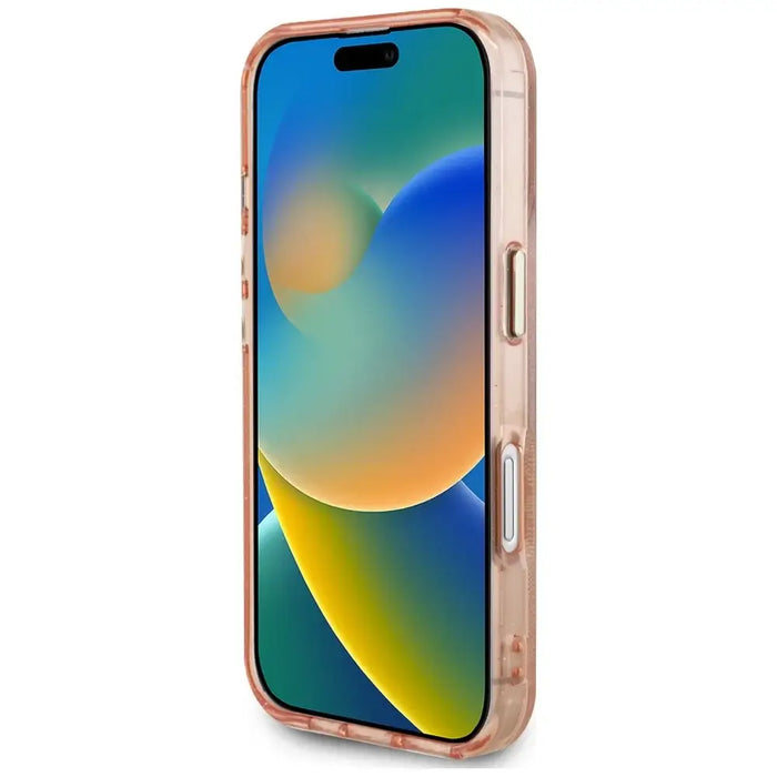 Guess IML Metal Glitter 4G Circle Triangle MagSafe case for iPhone 16 - pink - Cell phone cases and covers<<<HurtelXML