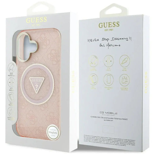 Guess IML Metal Glitter 4G Circle Triangle MagSafe case for iPhone 16 - pink - Cell phone cases and covers<<<HurtelXML