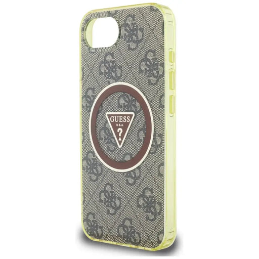 Guess IML Metal Glitter 4G Circle Triangle MagSafe case for iPhone 16e - brown - Cell phone cases and covers<<<HurtelXML