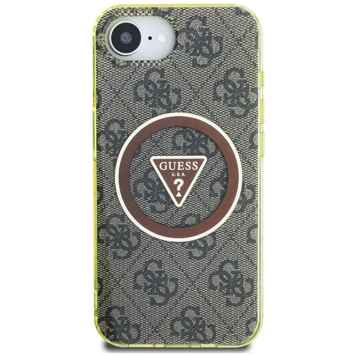 Guess IML Metal Glitter 4G Circle Triangle MagSafe case for iPhone 16e - brown - Cell phone cases and covers<<<HurtelXML