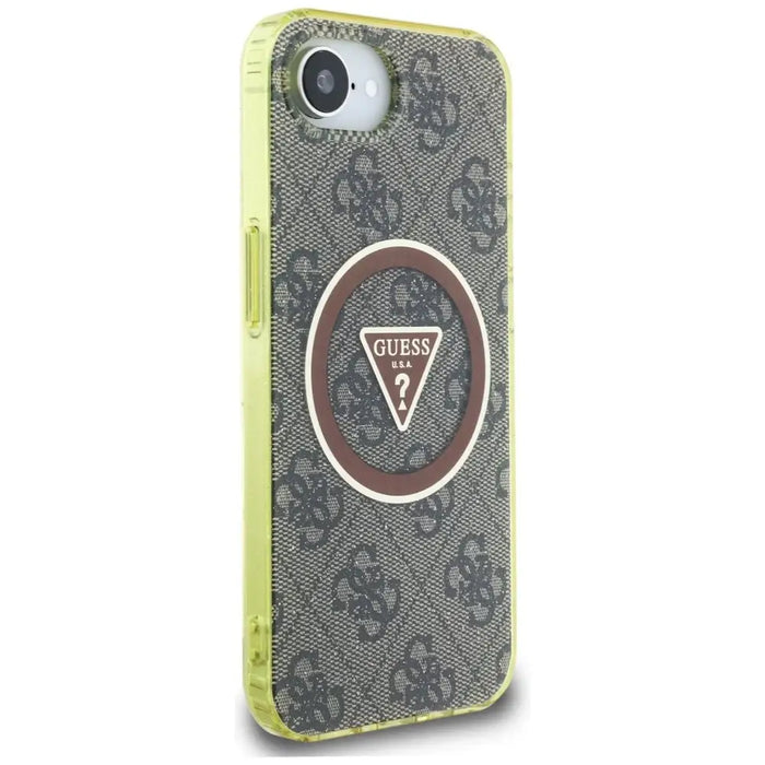 Guess IML Metal Glitter 4G Circle Triangle MagSafe case for iPhone 16e - brown - Cell phone cases and covers<<<HurtelXML
