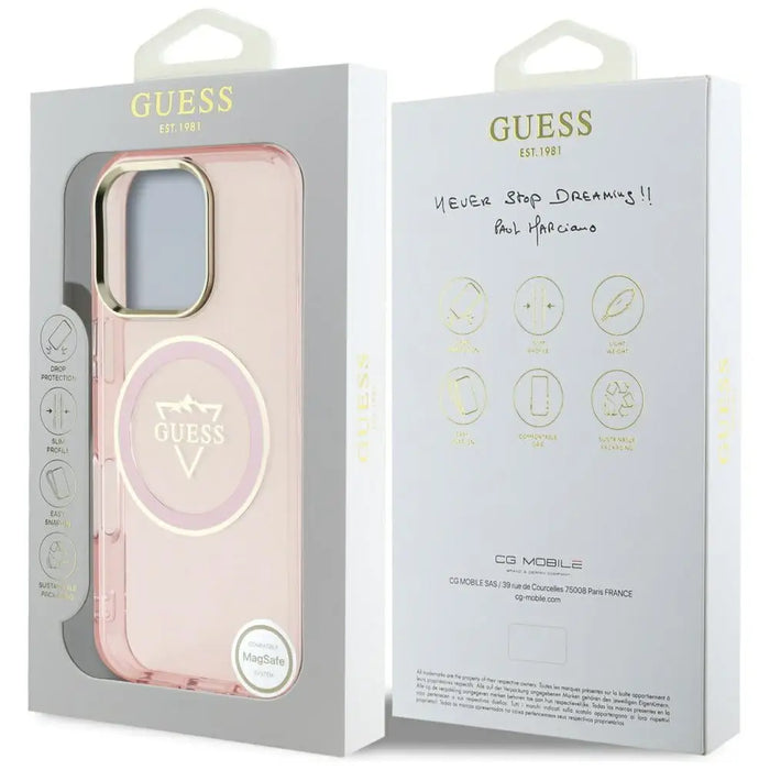 Guess IML Metal Mountain Logo MagSafe iPhone 16 Pro Max Case - Pink - Cell phone cases and covers<<<HurtelXML
