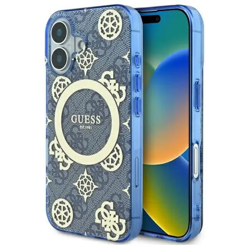 Guess IML Peony On 4G Background MagSafe case for iPhone 16 - blue - Cell phone cases and covers<<<HurtelXML
