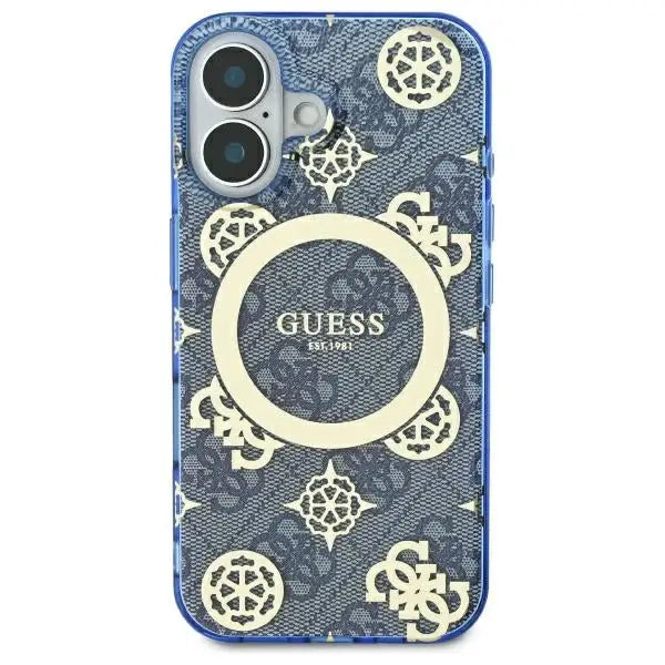 Guess IML Peony On 4G Background MagSafe case for iPhone 16 - blue - Cell phone cases and covers<<<HurtelXML