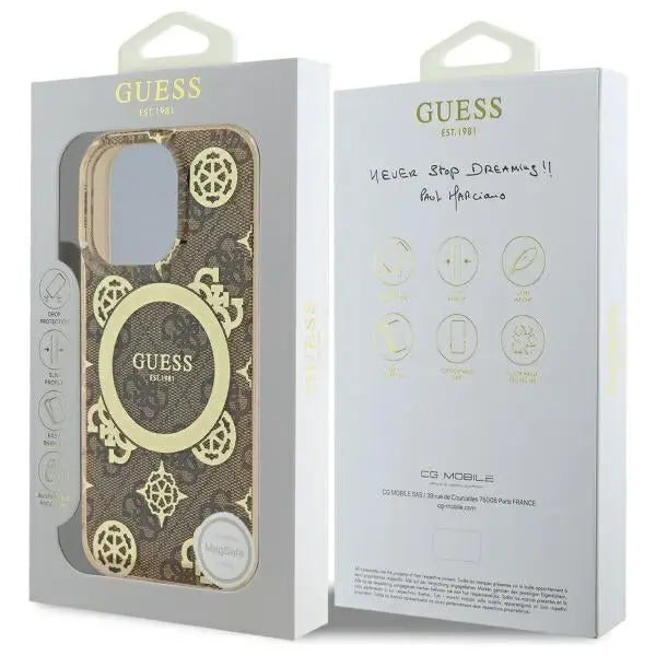 Guess IML Peony On 4G Background MagSafe Case for iPhone 16 Pro Max - Brown - Cell phone cases and covers<<<HurtelXML